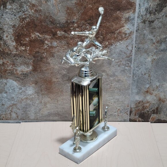 Vintage Mega Baseball Action Play Trophy 1998 Sports Award Marble Base - Picture 6 of 10